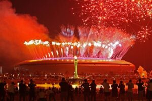 Pembukaan FISU World University Games 2023 di Chengdu, China, pada 28 Juli 2023. Foto: CNS/AFP